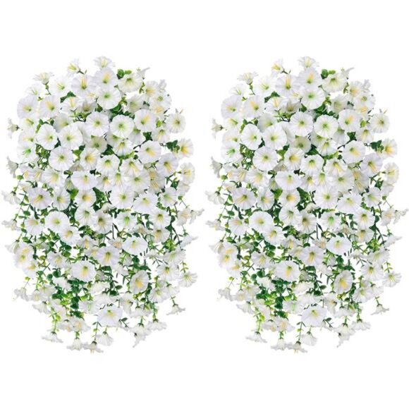 Artificial Faux Hanging Flowers Plants for Outdoor Decor, 2 PCS Fake Silk - Picture 6 of 8